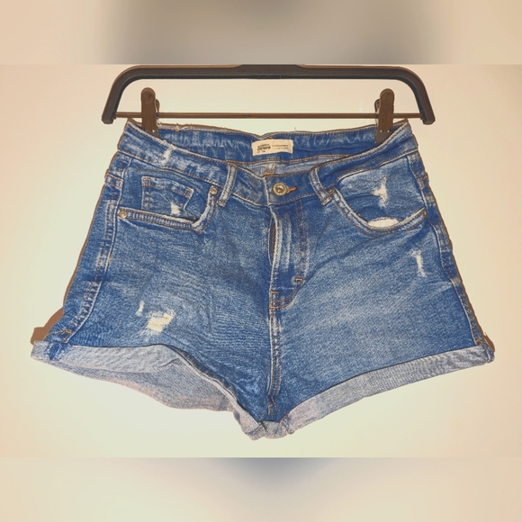 Zara - High waist blue shorts - Picture 1 of 2
